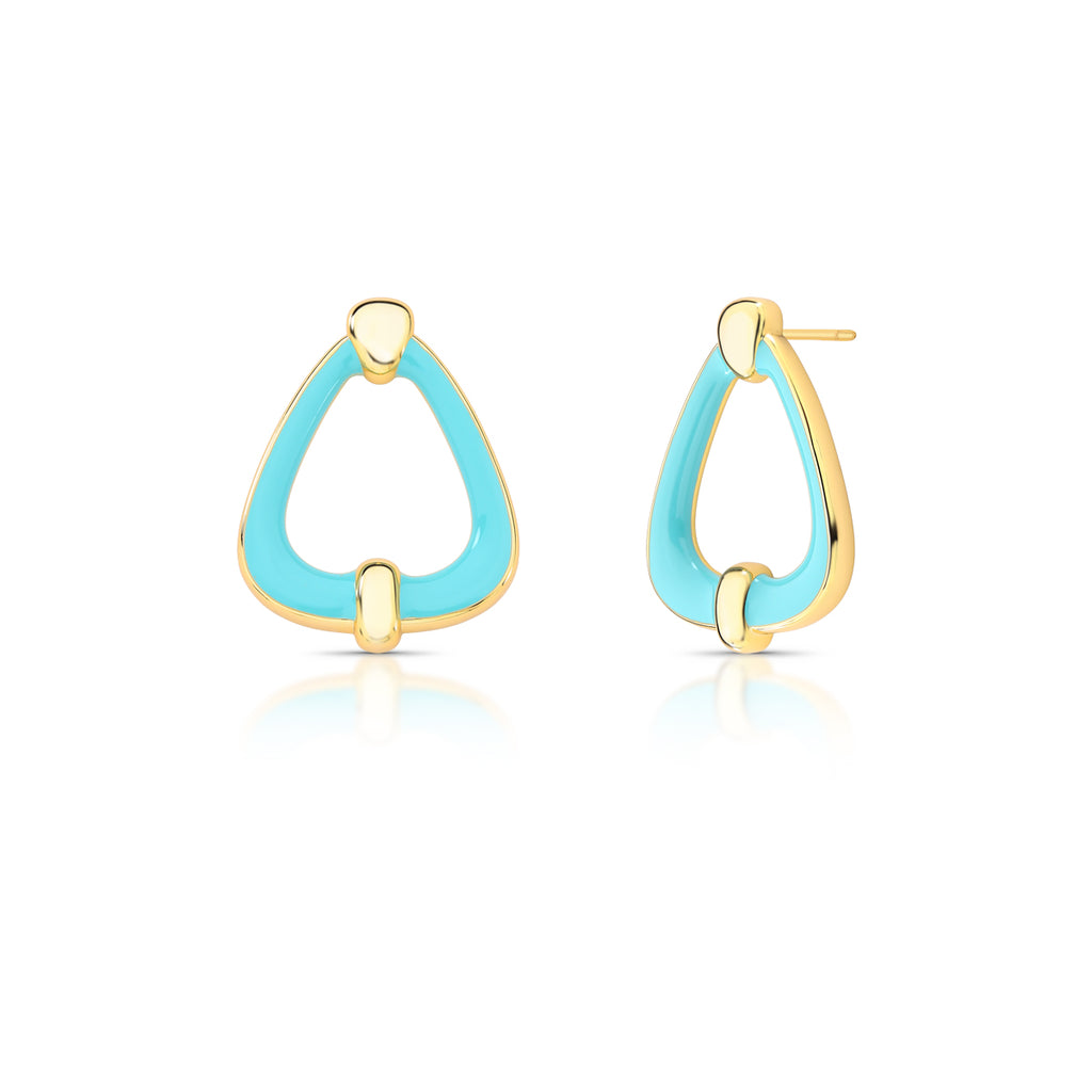 Turquoise Enamel Hoop Earrings