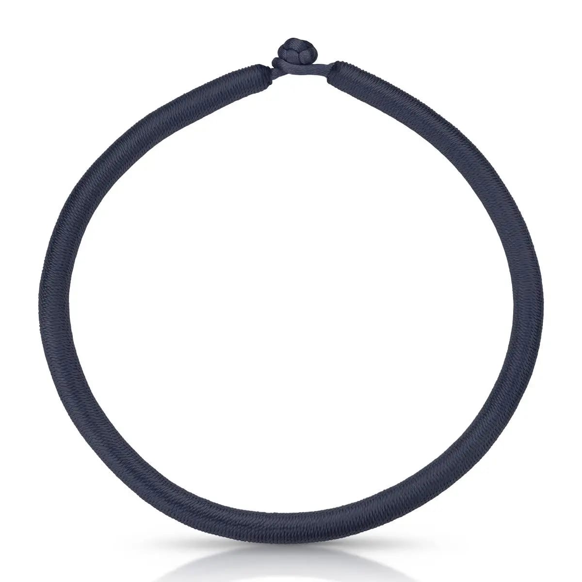 Waxed Cord Necklace with Knot Closure - Blue