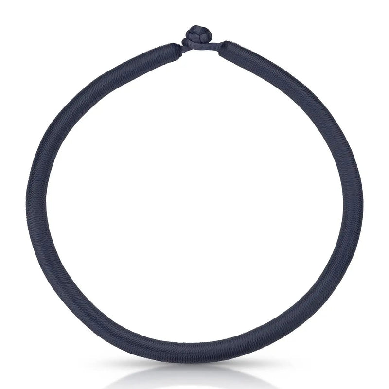 Waxed Cord Necklace with Knot Closure - Blue