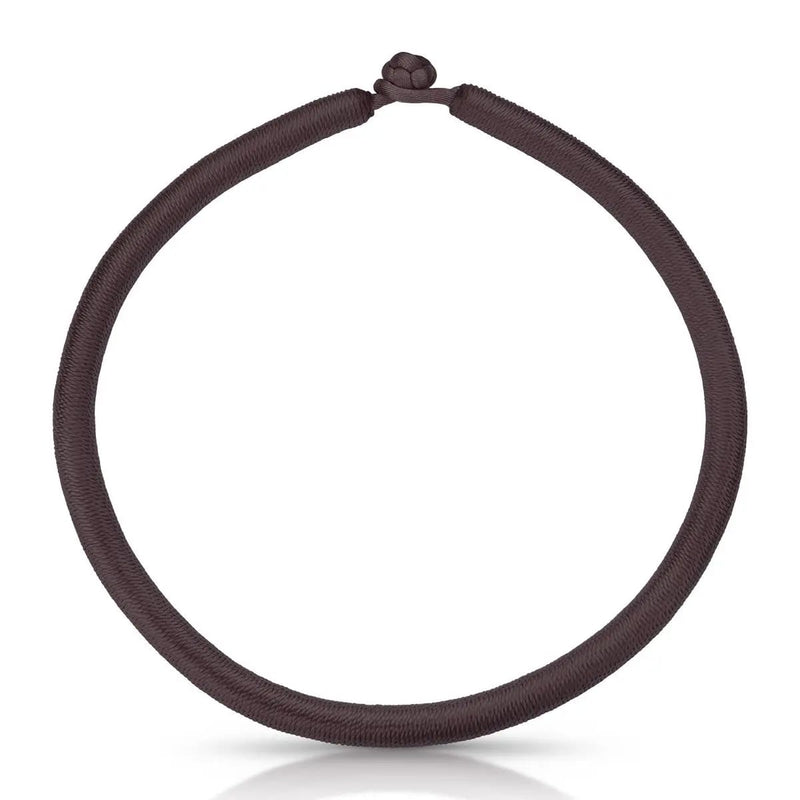 Waxed Cord Necklace with Knot Closure - Brown