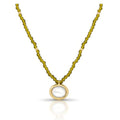 Necklace choker with green crystals and baroque pearls