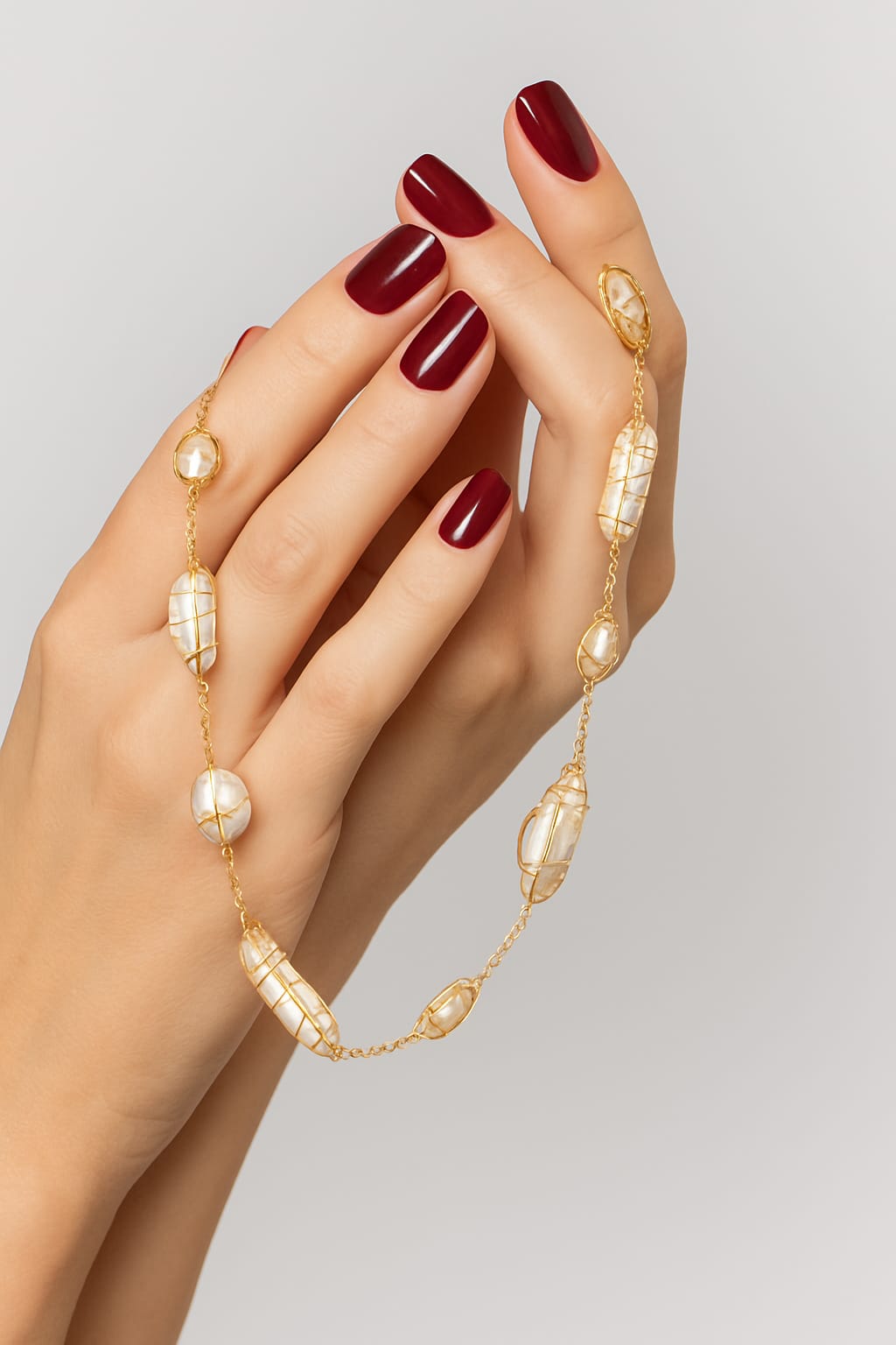 18K gold-plated necklace with baroque pearls and handmade details