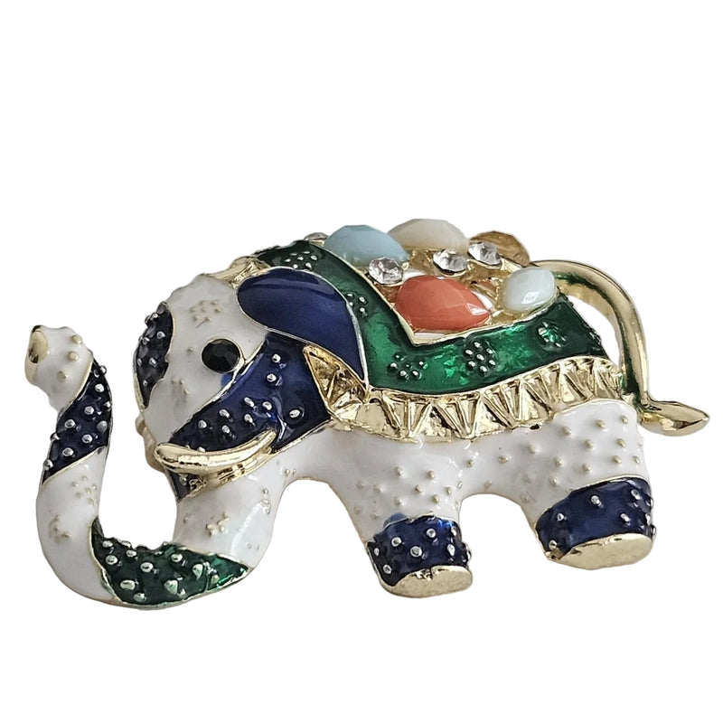 Charming brooch with colourful enamel, 18k gold-plated details and subtle stones