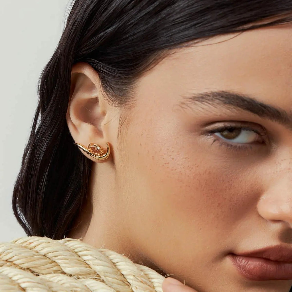 Curved Navette Crystal Ear Cuff