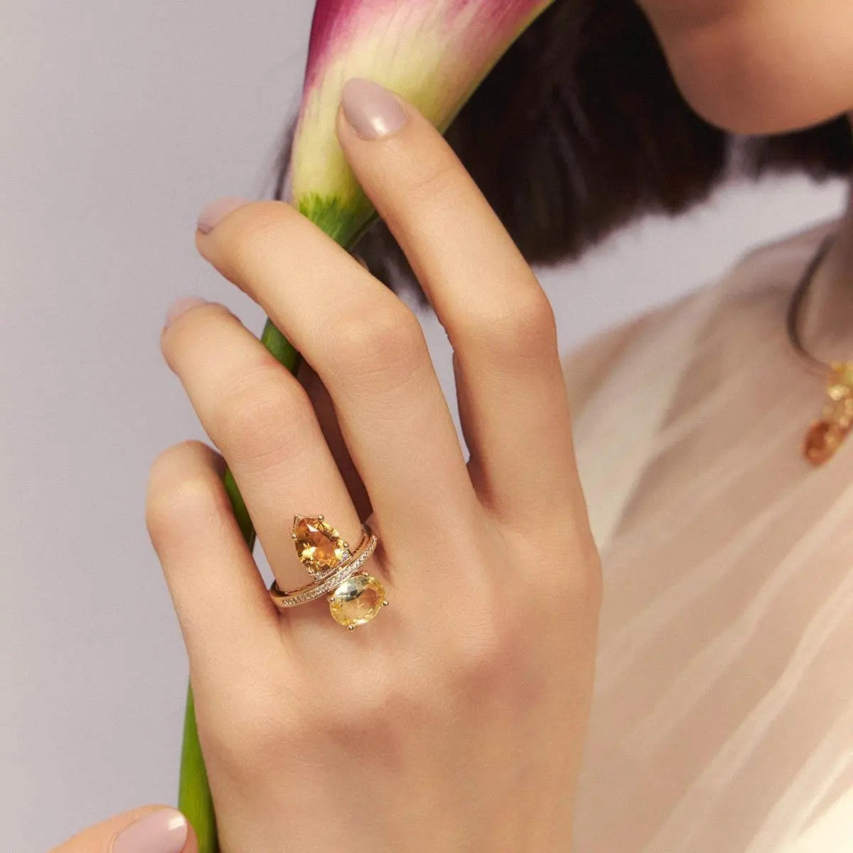 Ring with Two Crystals