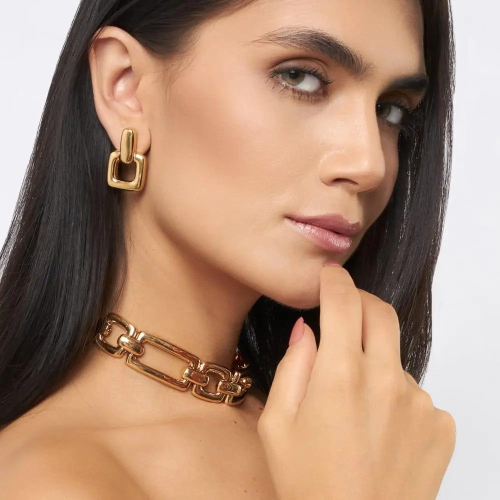 18K Gold-Plated Open Link Choker Necklace