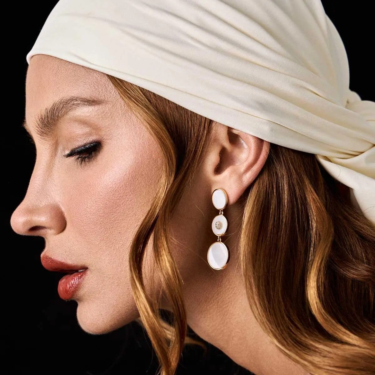 Mother-of-Pearl and Zirconia Oval Drop Earrings