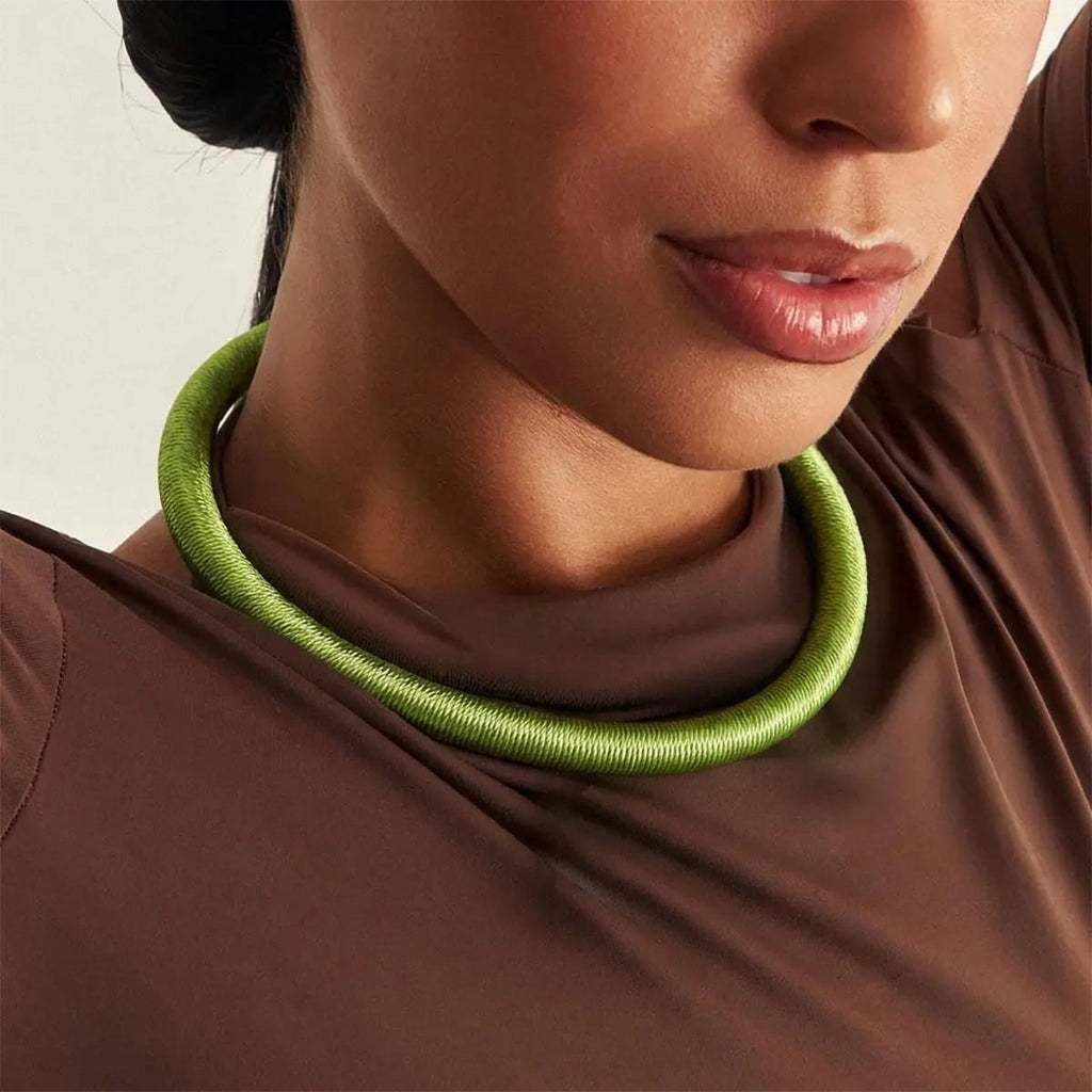 Waxed Cord Necklace with Knot Closure - Green