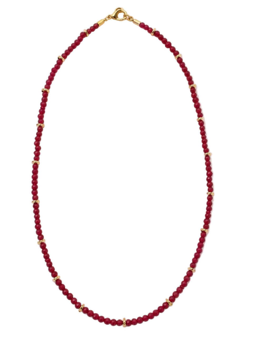 Choker Necklace Made of Tiny Faceted Ruby-Colored Crystals