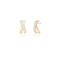 18K gold-plated delicate crossover earrings featuring pavé zirconia
