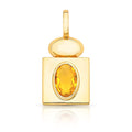 18K gold-plated geometric pendant featuring an oval-cut yellow crystal