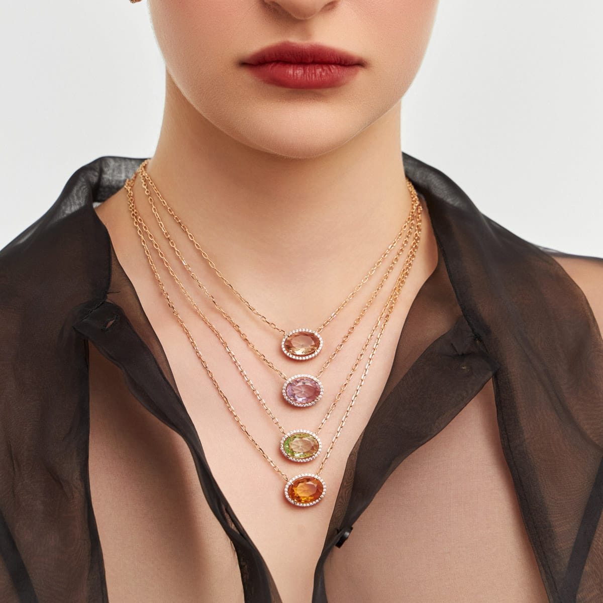 Amber Crystal Halo Necklace