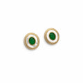 18K Gold-plated earrings featuring a green crystal and mother-of-pearl