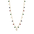Necklace with baroque pearls and colorful crystals