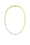 Choker Necklace with Square 18K Gold-Plated Beads and Mother-of-Pearl Clovers