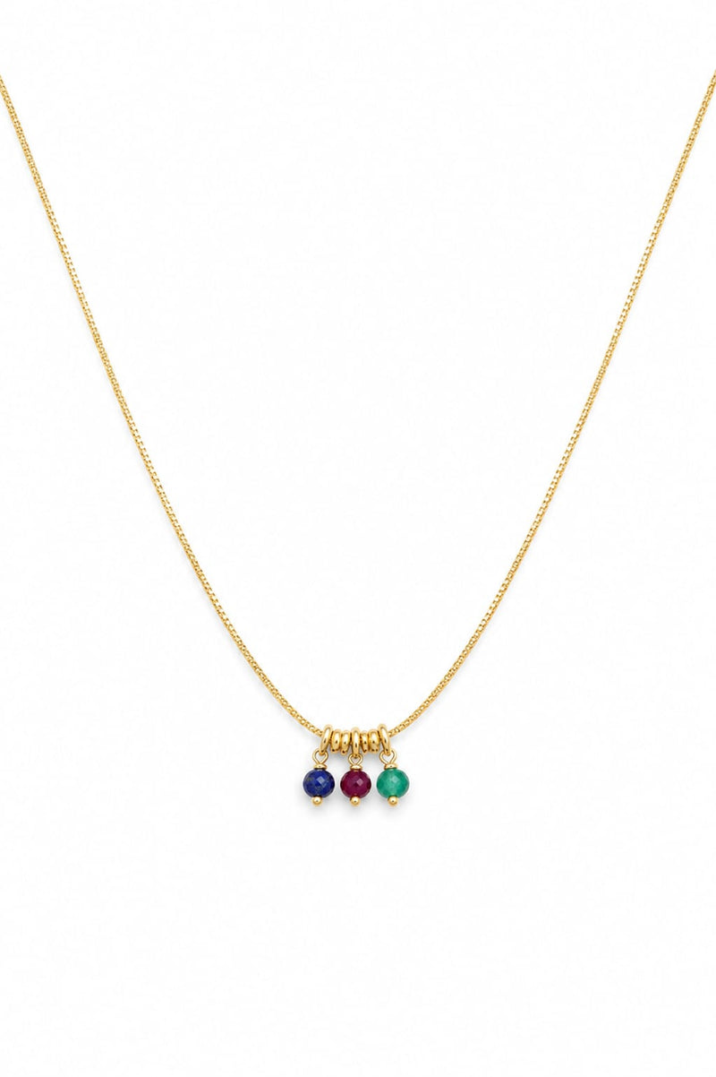 18K Gold-Plated Necklace with Crystal Charms