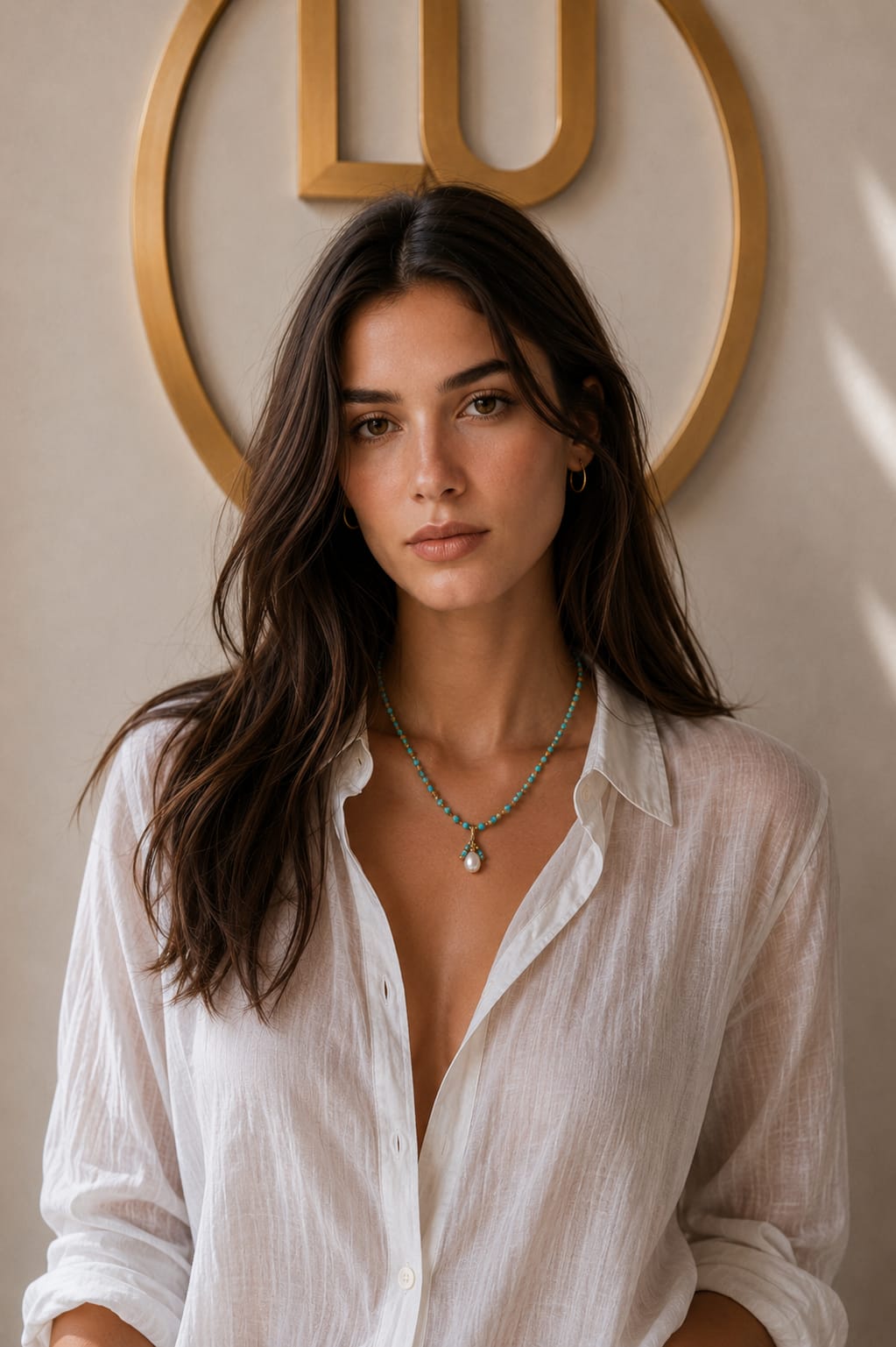 18K Gold-plated Necklace with blue stones and a pendant