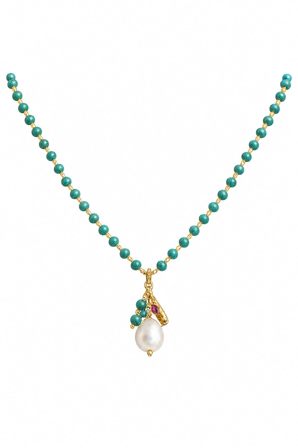 18K Gold-plated Necklace with blue stones and a pendant