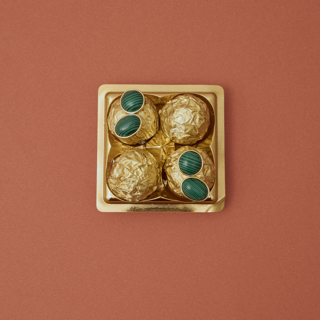 Double Malachite Stone Ring