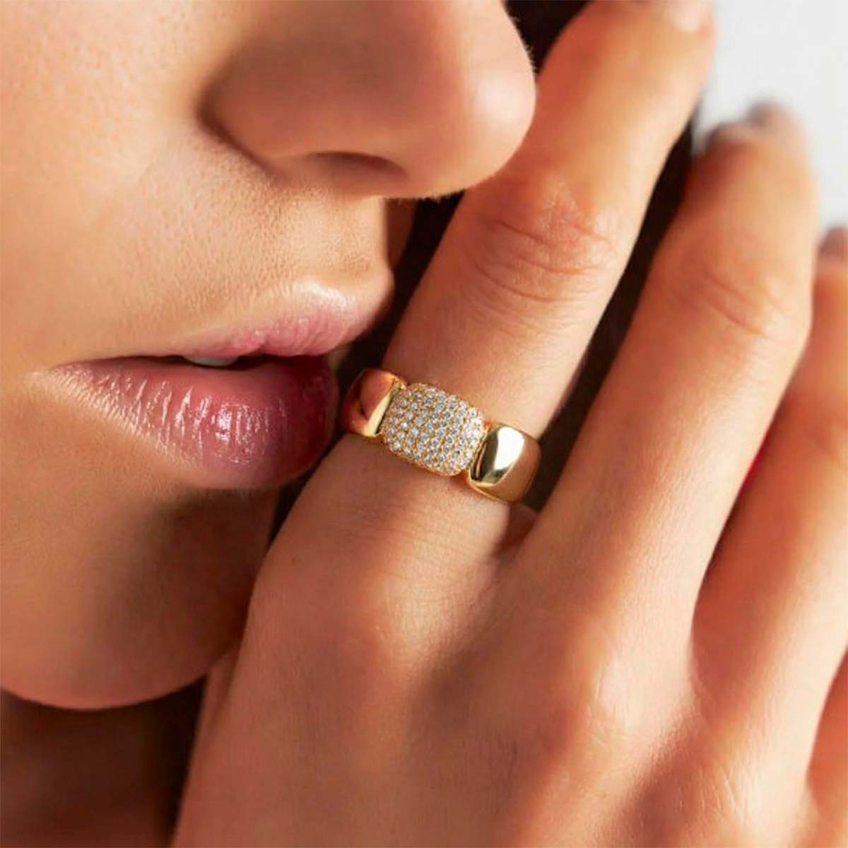 18K Gold-Plated Pavé Zirconia Ring