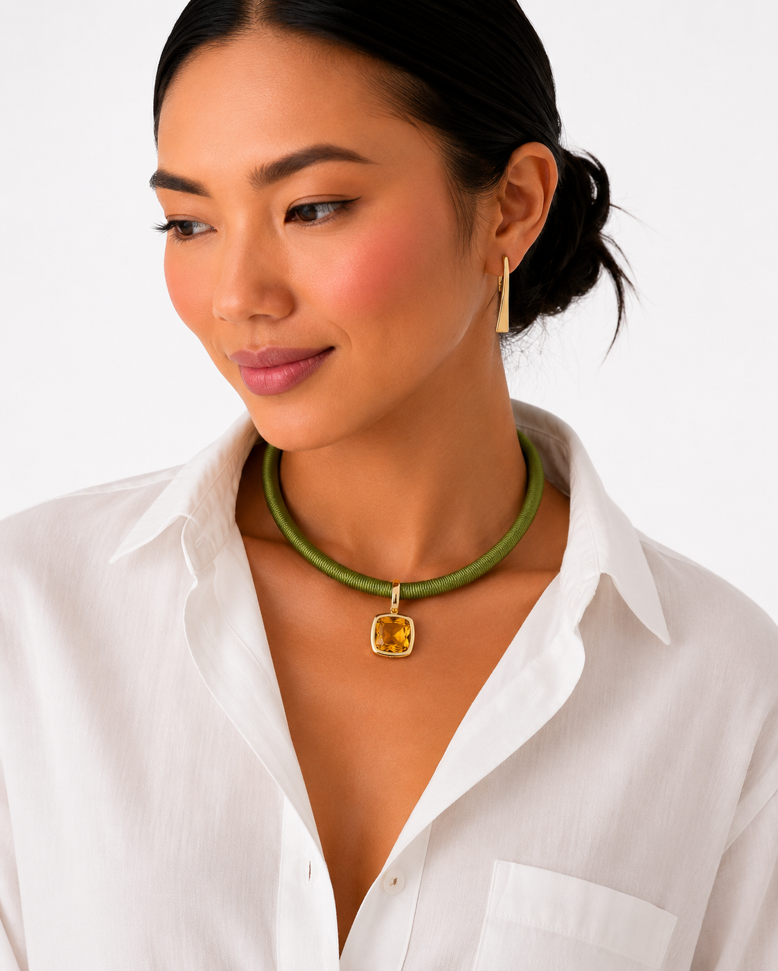 Groene gewaxte koordketting
